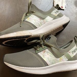 Olive green new balance with floral detail size 7